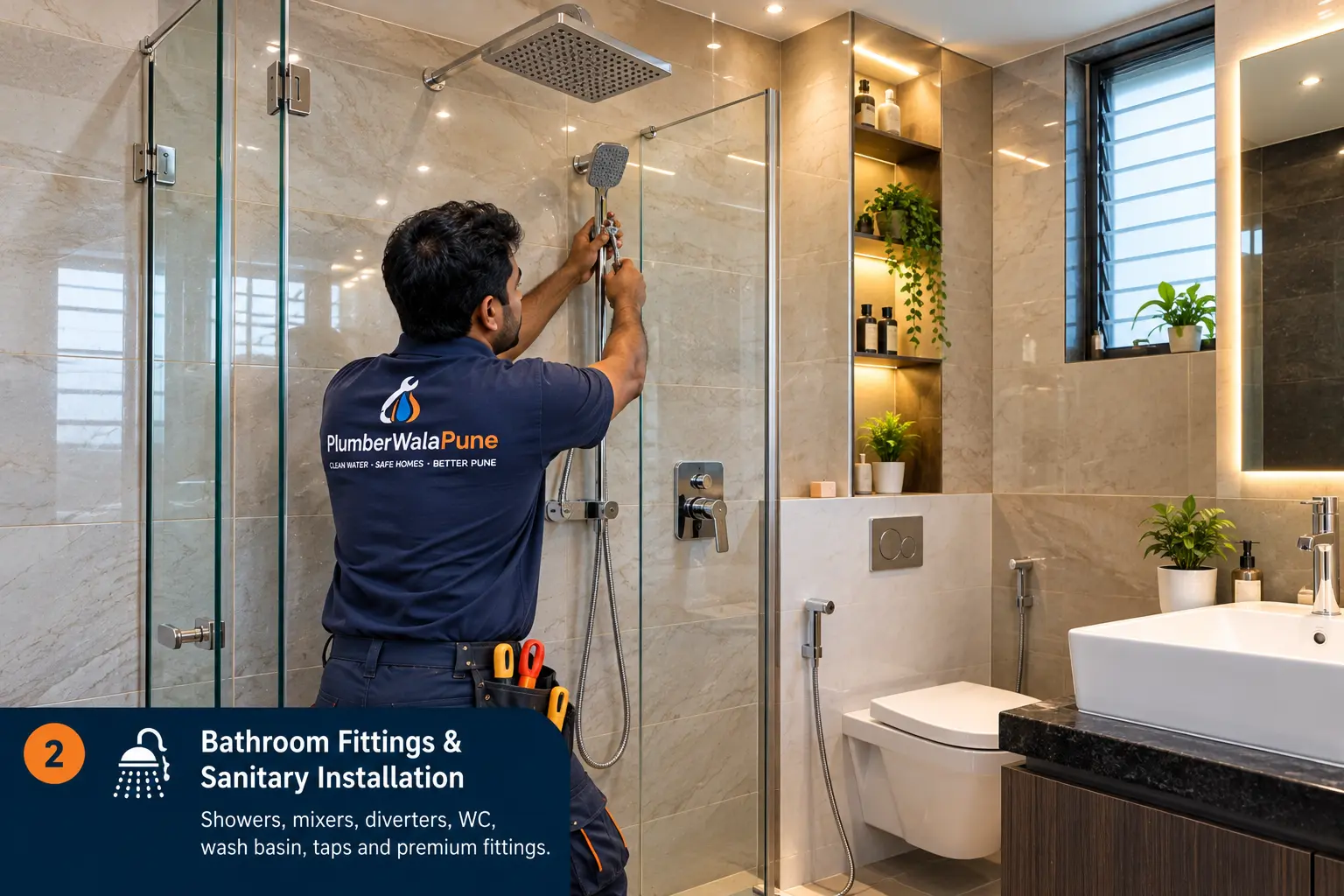 Bathroom Fittings & Sanitary Installation service visual in Pune
