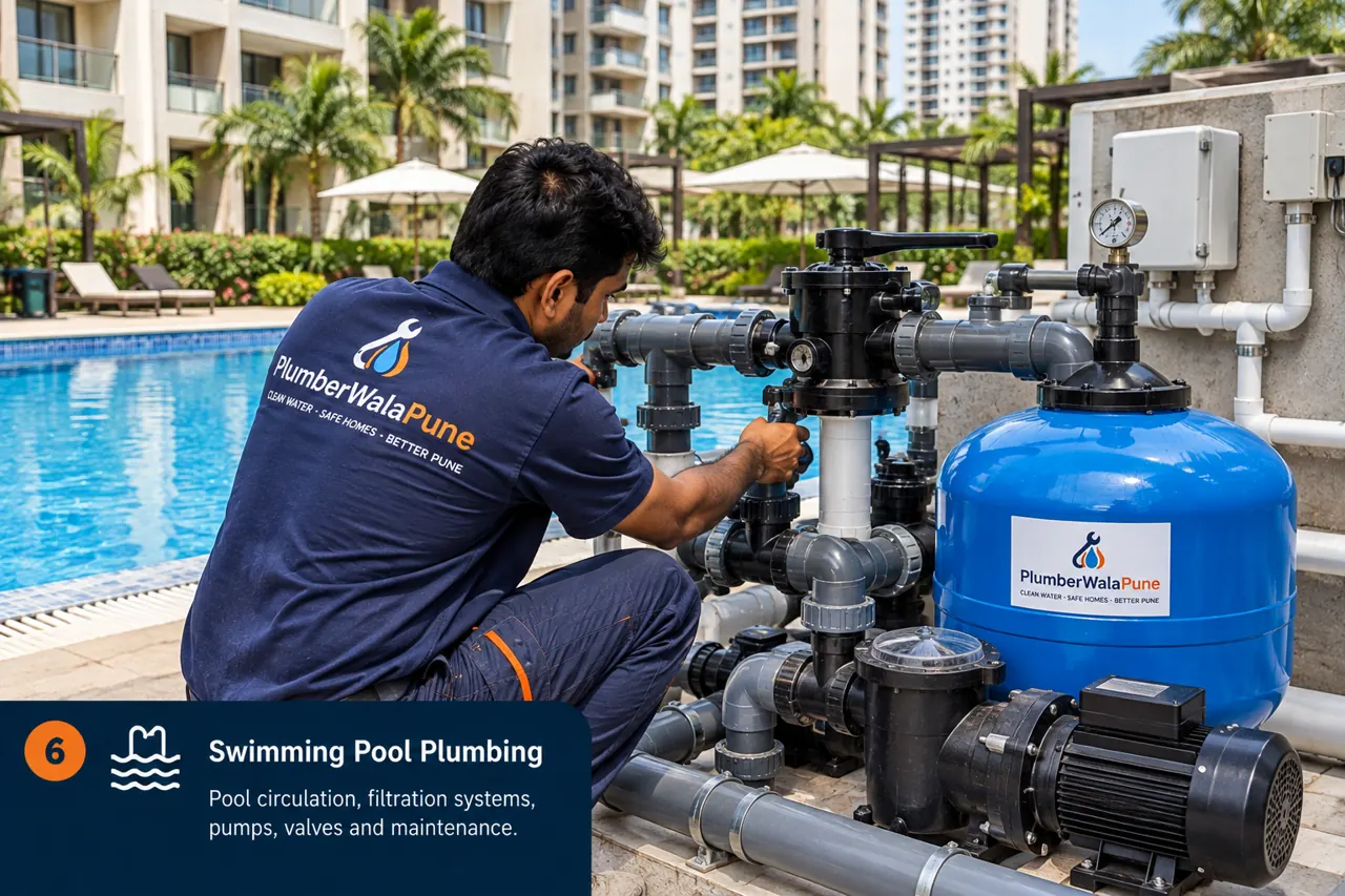 Swimming Pool Plumbing service visual in Pune