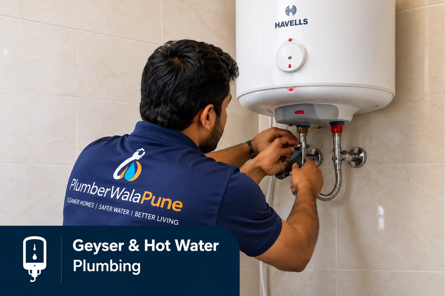 Geyser and hot water plumbing installation and maintenance service visual in Pune
